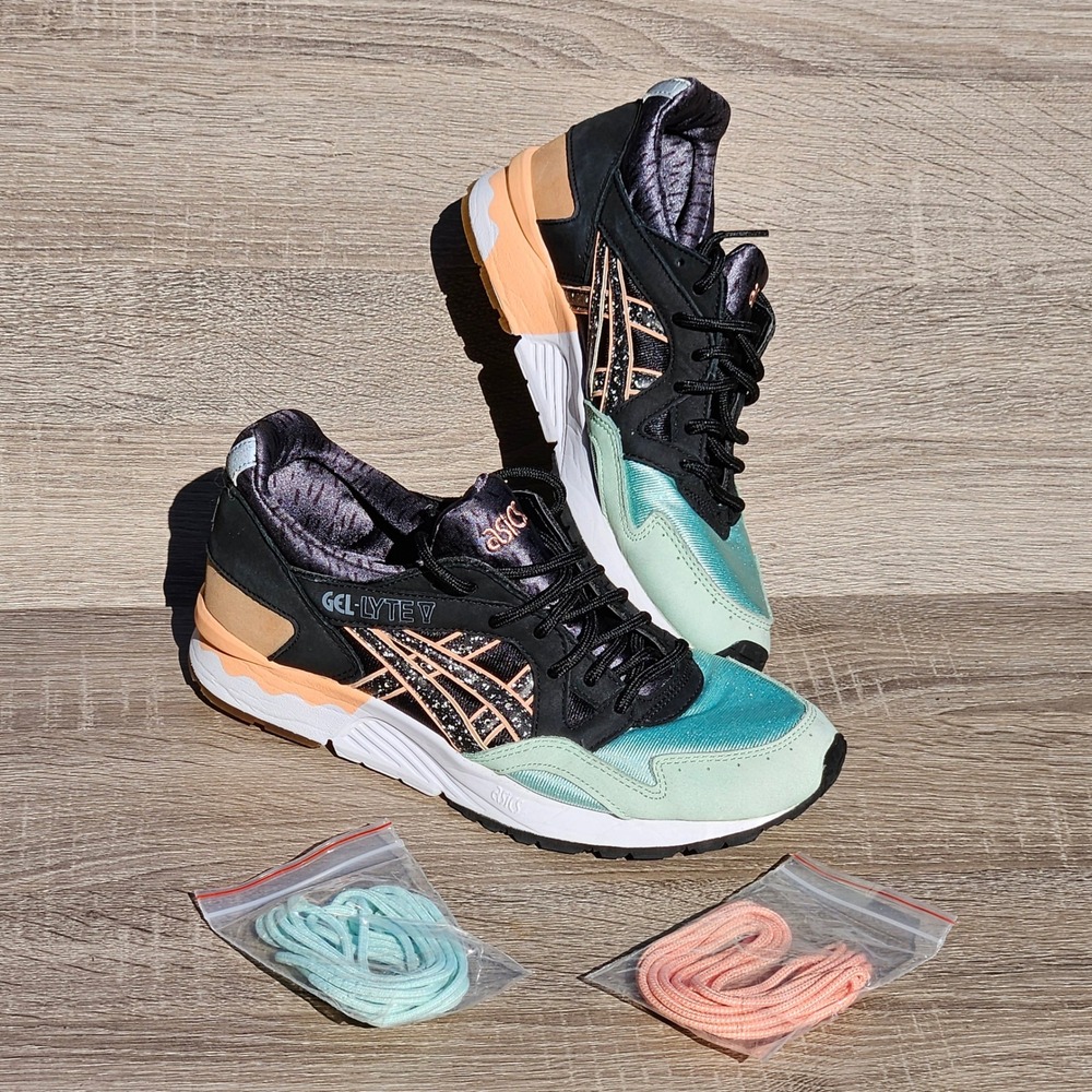 Asics Gel-Lyte V Naked Hafnia Black Mint Coral‎ Womens 7.5 H57PQ Sneakers